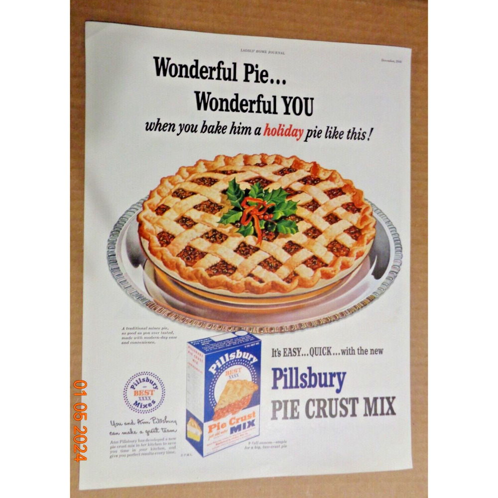 Vintage Print Ad -1948 for Pillsbury Pie Crust Mix